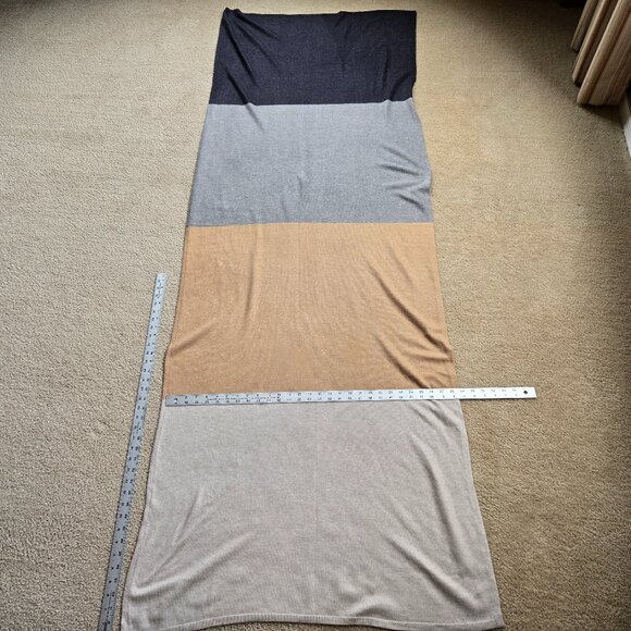 Cashmere Cotton Colorblock Scarf Neutral Colors - Picture 3 of 11